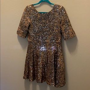 French Connection gold sequin party dress